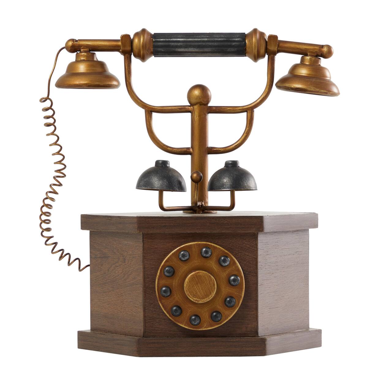 12.5" Antique Rotary Style Telephone Tabletop Décor